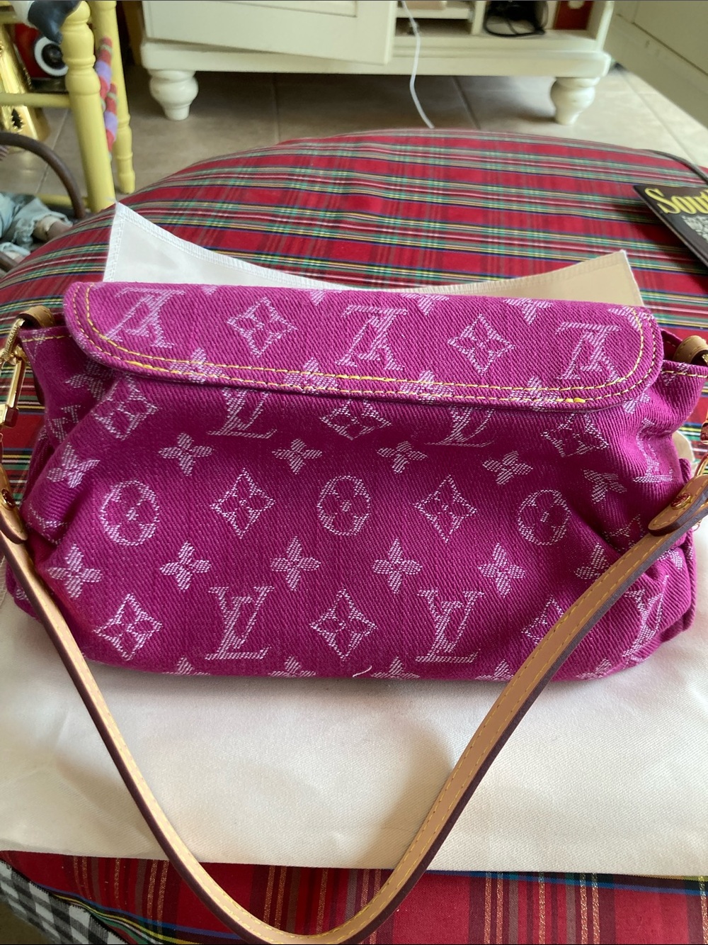 Inspired Monogram Denim Bag - Picture 3 of 5